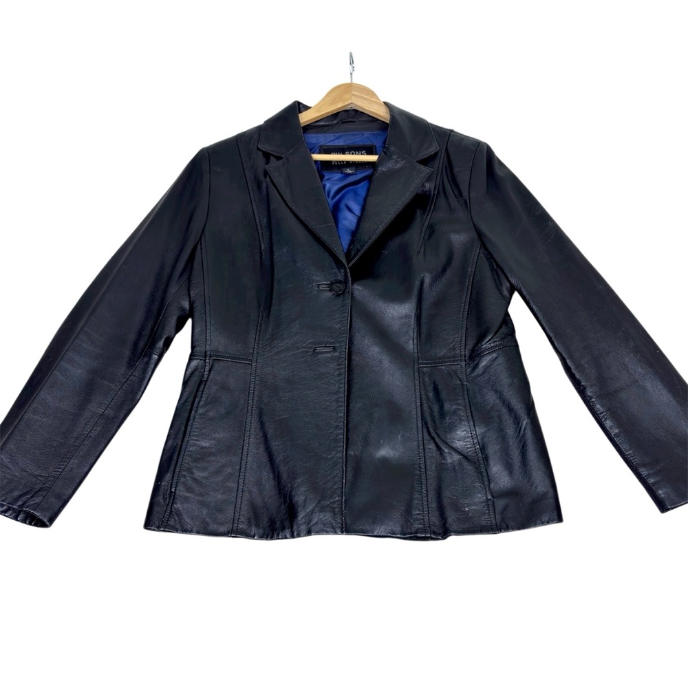 Wilson’s Pelle Studios Black Leather Blazer Coat Jacket Size L